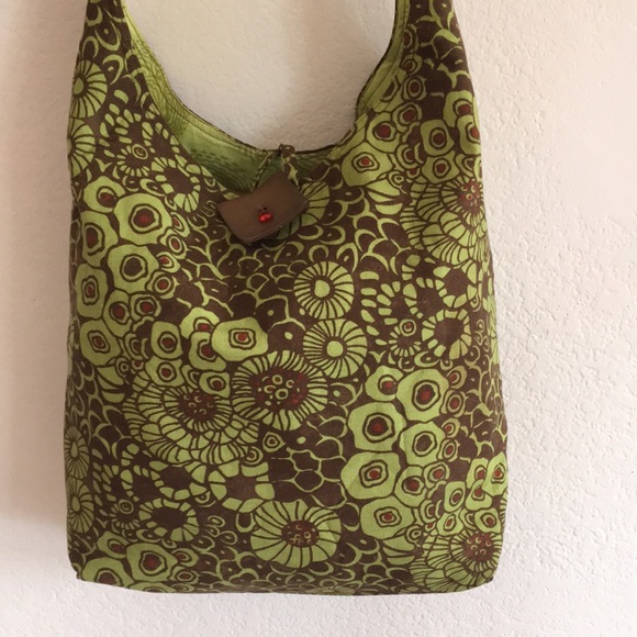 Hand Crafted Handbags - Unique Over-the-Shoulder Green and Brown Print Bag